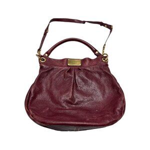 Marc by Marc Jacobs Classic Q Hillier Hobo Bag Burgundy Red Leather Tote Purse
